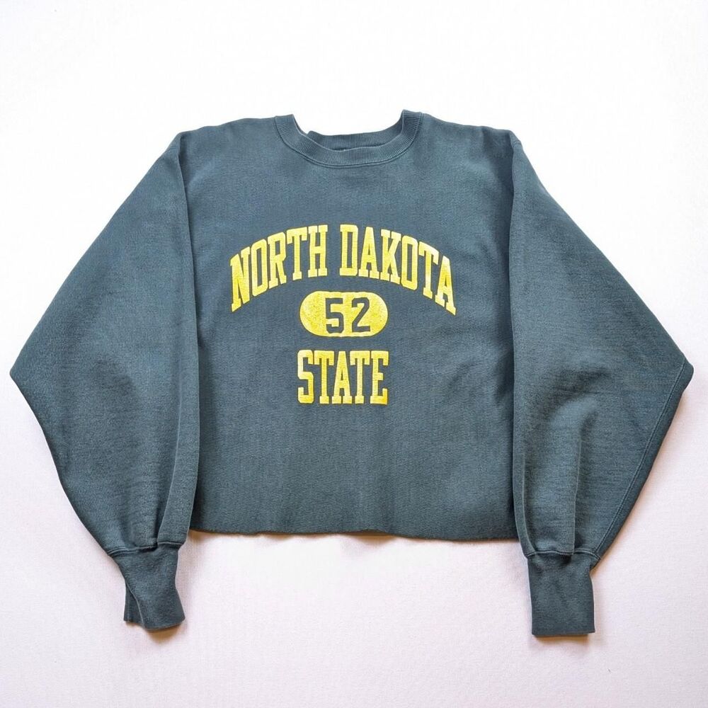 Vintage North Dakota State Champion Reverse Weave Cropped Sweatshirt Size XXL